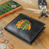 Chicago Blackhawks Black Bi-Fold Embroidered Wallet w/ RFID Blocking