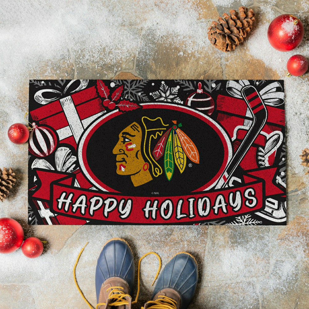 Chicago Blackhawks Holiday PVC Mat, 28"x16"