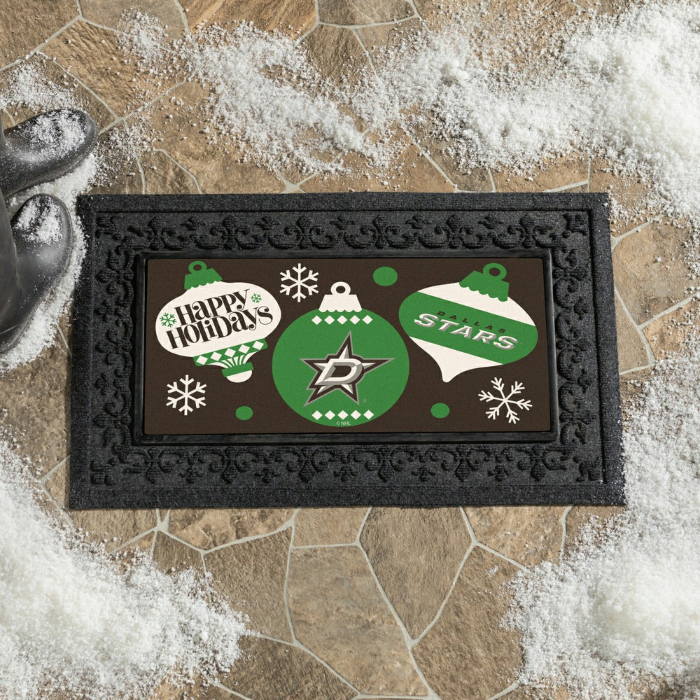 Dallas Stars Holiday Flocked Coir Sassafras Switch Mat, 22"x10"