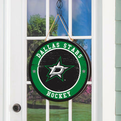 Dallas Stars Round Door Décor with Hanging Rope, 18x18