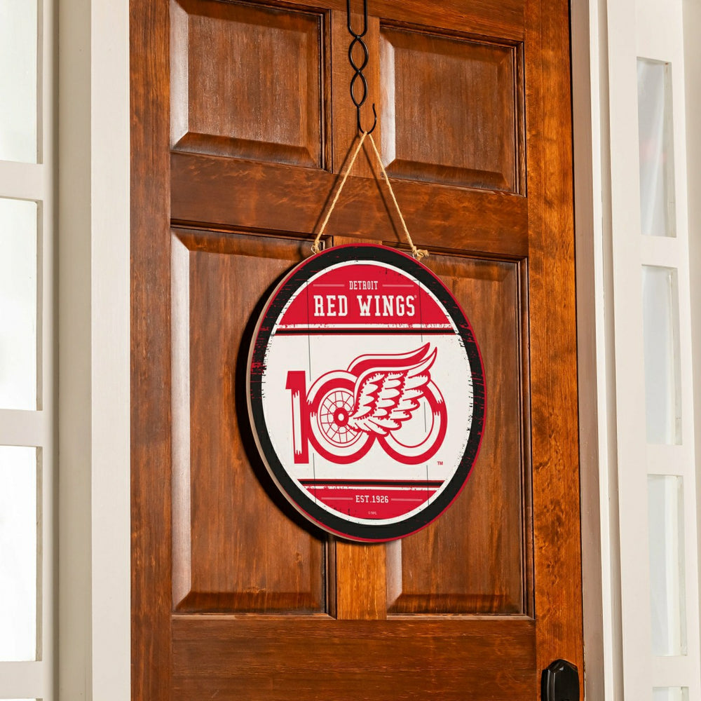 Detroit Red Wings,100 Anniversary Round Door Decor with Hanging Rope,