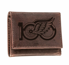 Detroit Red Wings, 100 Anniversary Wallet, Tri-fold, Brown