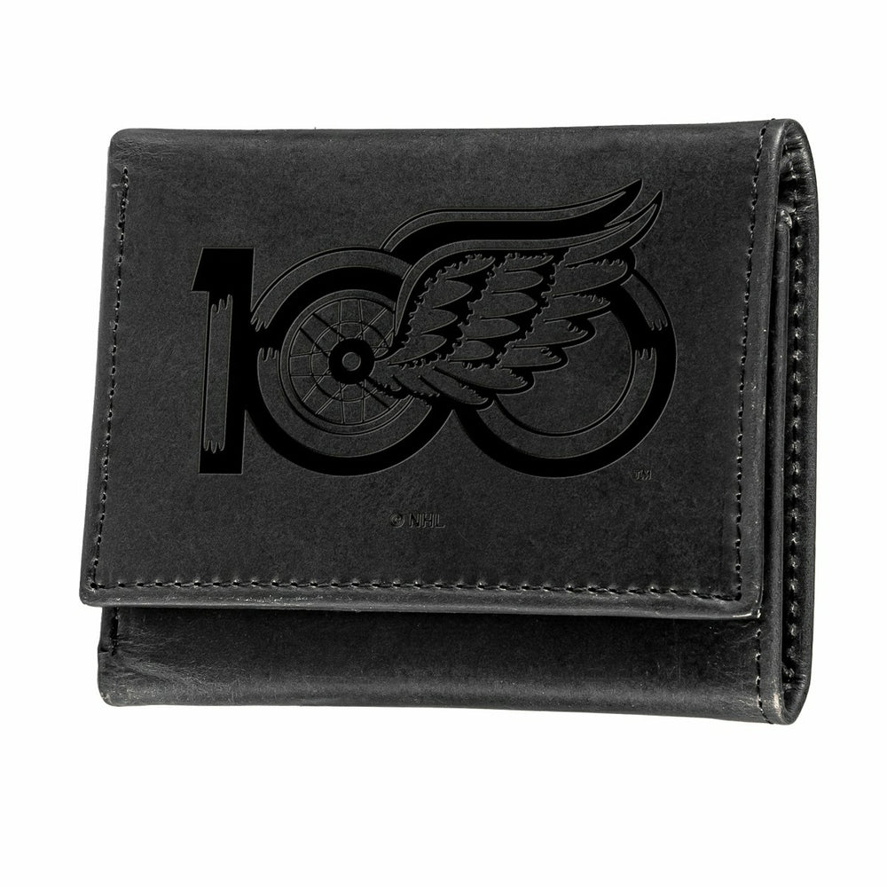 Detroit Red Wings, 100 Anniversary Wallet, Tri-fold, Black