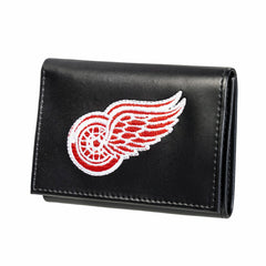 Detroit Red Wings Black Tri-Fold Embroidered Wallet w/ RFID Blocking