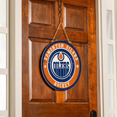 Edmonton Oilers Round Door Décor with Hanging Rope, 18x18