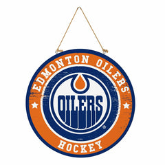 Edmonton Oilers Round Door Décor with Hanging Rope, 18x18