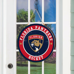 Florida Panthers Round Door Décor with Hanging Rope, 18x18