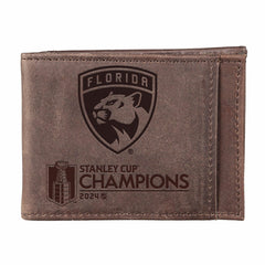 Florida Panthers Front Pocket Wallet with RFID Blocking, Brown, SC24 C