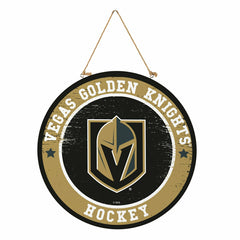 Vegas Golden Knights Round Door Décor with Hanging Rope, 18x18