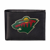Minnesota Wild Black Bi-Fold Embroidered Wallet w/ RFID Blocking