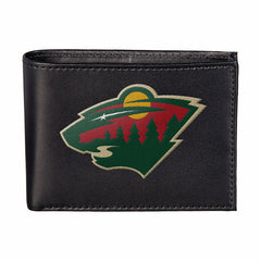 Minnesota Wild Black Bi-Fold Embroidered Wallet w/ RFID Blocking