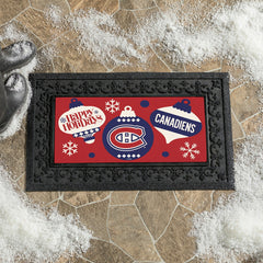 Montreal Canadiens Holiday Flocked Coir Sassafras Switch Mat, 22"x10"