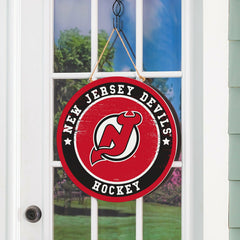 New Jersey Devils Round Door Décor with Hanging Rope, 18x18