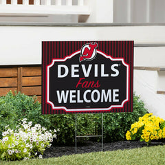 New Jersey Devils Coroplast Yard Sign, "Fans Welcome"