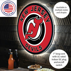 LED Wall Decor, Round, New Jersey Devils