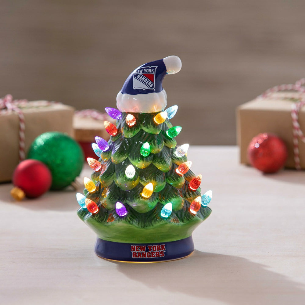 8" LED Ceramic Christmas Tree, New York Rangers