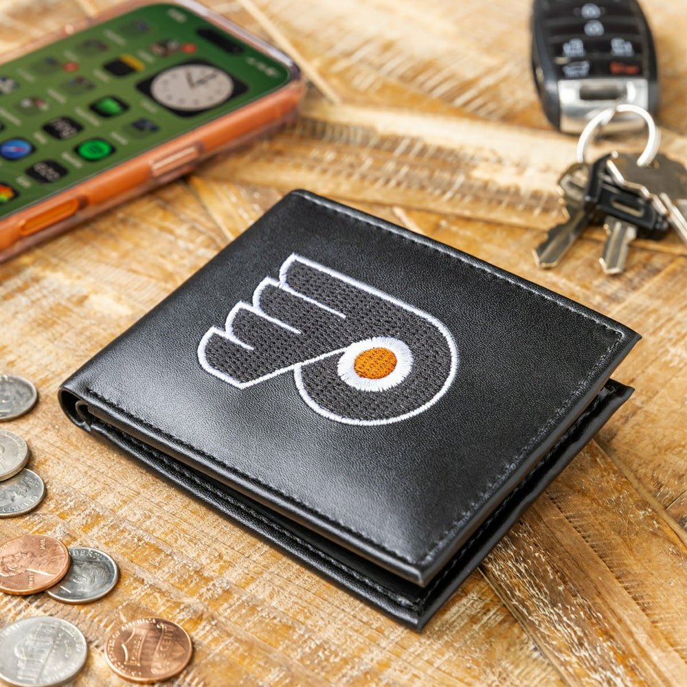 Philadelphia Flyers Black Bi-Fold Embroidered Wallet