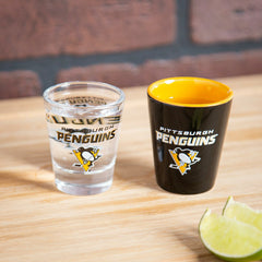Pittsburgh Penguins 4-Piece Ceramic and Glass 2oz. Shot Glass Set