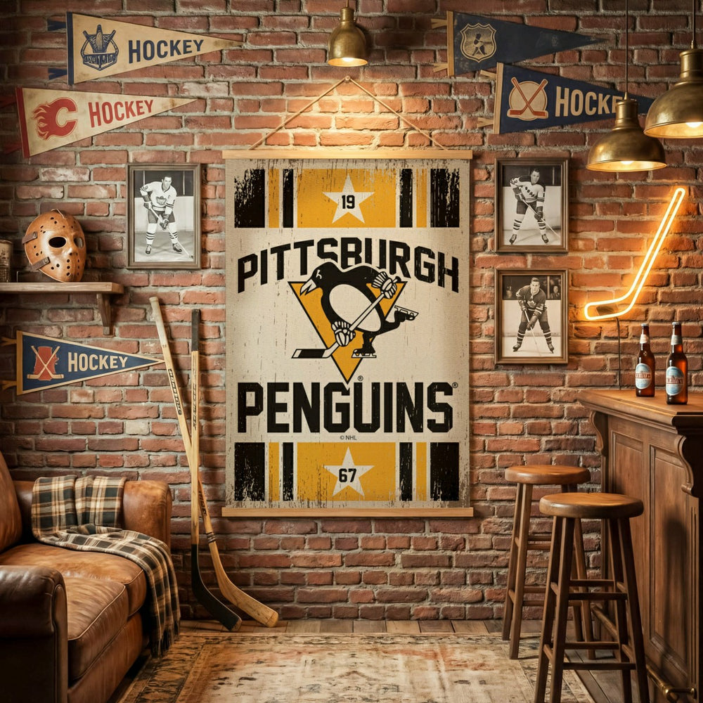 Pittsburgh Penguins, Canvas Wall Tapestry, Large, 54x36