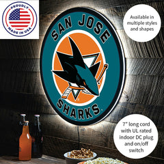 LED Wall Decor, Round, San Jose Sharks