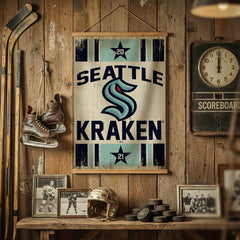 Seattle Kraken, Canvas Wall Tapestry, Medium, 36x24