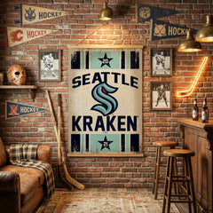 Seattle Kraken, Canvas Wall Tapestry, Large, 54x37