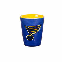 St Louis Blues 4-Piece Ceramic and Glass 2oz. Shot Glass Set