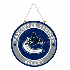 Vancouver Canucks Round Door Décor with Hanging Rope, 18x18