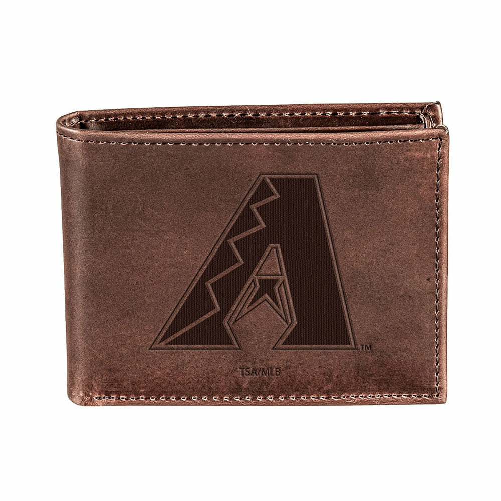 Arizona Diamondbacks Bi-Fold Wallet Brown 100% Genuine Leather