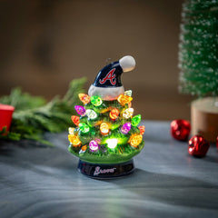 Atlanta Braves 4" Mini LED Tabletop Christmas Tree, Set of 2