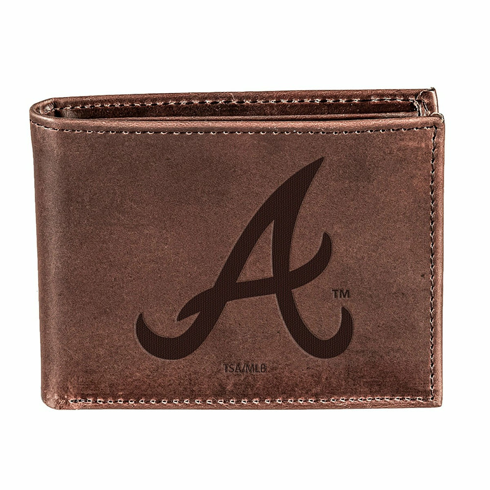 Atlanta Braves Bi-Fold Wallet Brown 100% Genuine Leather