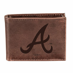 Atlanta Braves Bi-Fold Wallet Brown 100% Genuine Leather
