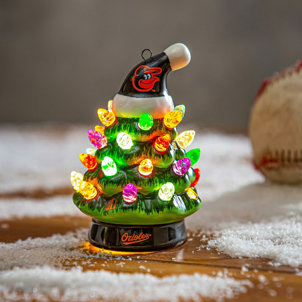 Baltimore Orioles 4" Mini LED Tabletop Christmas Tree, Set of 2