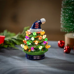 Boston Red Sox 4" Mini LED Tabletop Christmas Tree, Set of 2