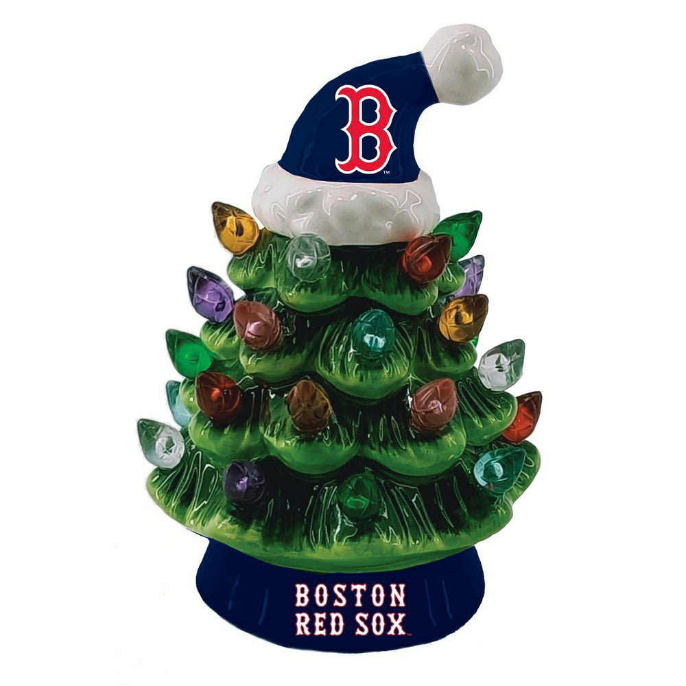 Boston Red Sox 8" LED Ceramic Christmas Tree