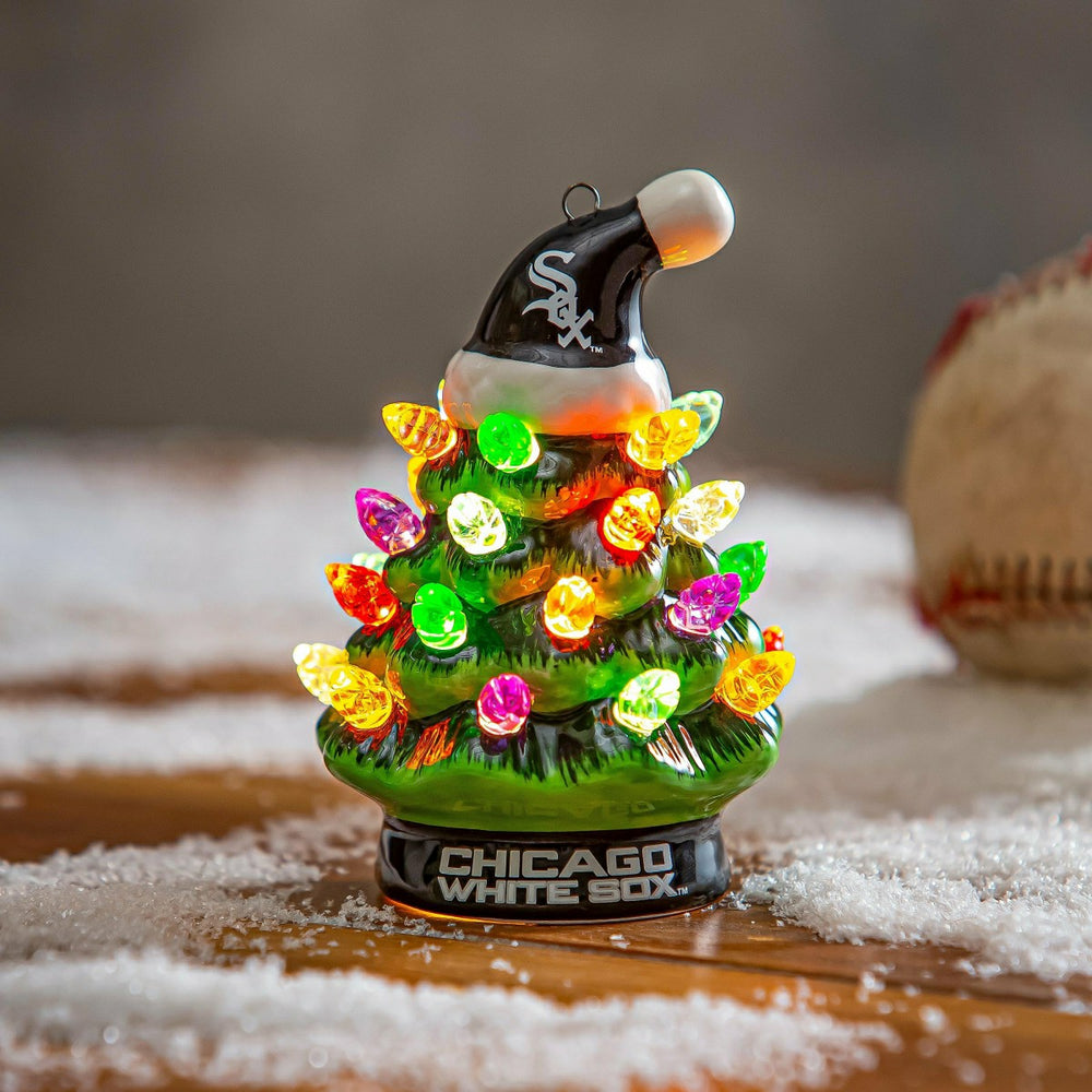 Chicago White Sox 4" Mini LED Tabletop Christmas Tree, Set of 2