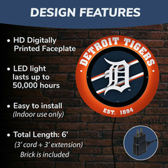 Detroit Tigers, Metal Lite, Round