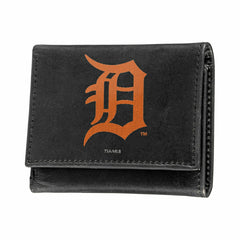 Detroit Tigers Black Tri-Fold Embroidered Wallet w/ RFID Blocking