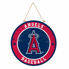 Los Angeles Angels Round Door Décor with Hanging Rope, 18x18