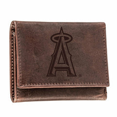 Los Angeles Angels Tri-Fold Wallet Brown 100% Genuine Leather