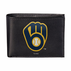 Milwaukee Brewers Black Bi-Fold Embroidered Wallet w/ RFID Blocking