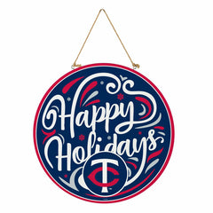 Minnesota Twins Holiday Round Door Décor with Hanging Rope, 18x18