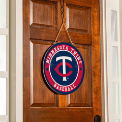 Minnesota Twins Round Door Décor with Hanging Rope, 18x18