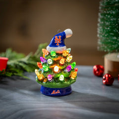 New York Mets 4" Mini LED Tabletop Christmas Tree, Set of 2