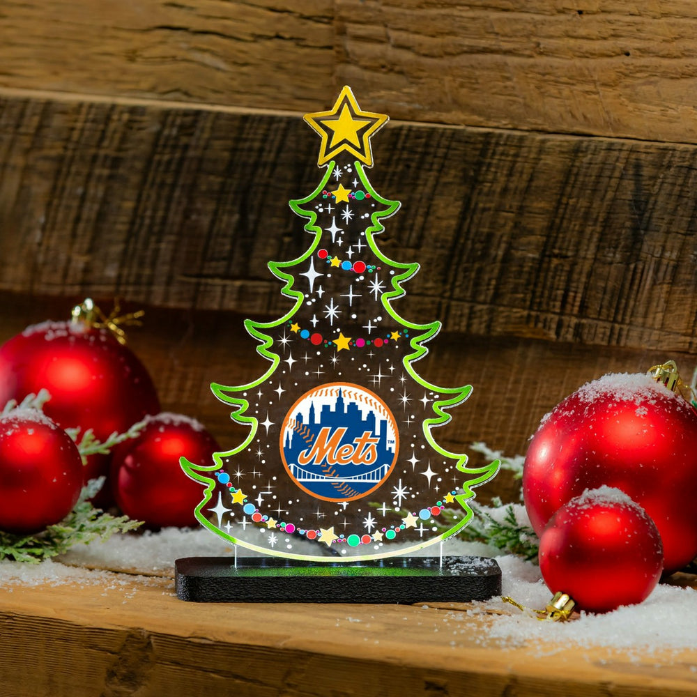 New York Mets Baseball Holiday Tree Desklite LED Decor