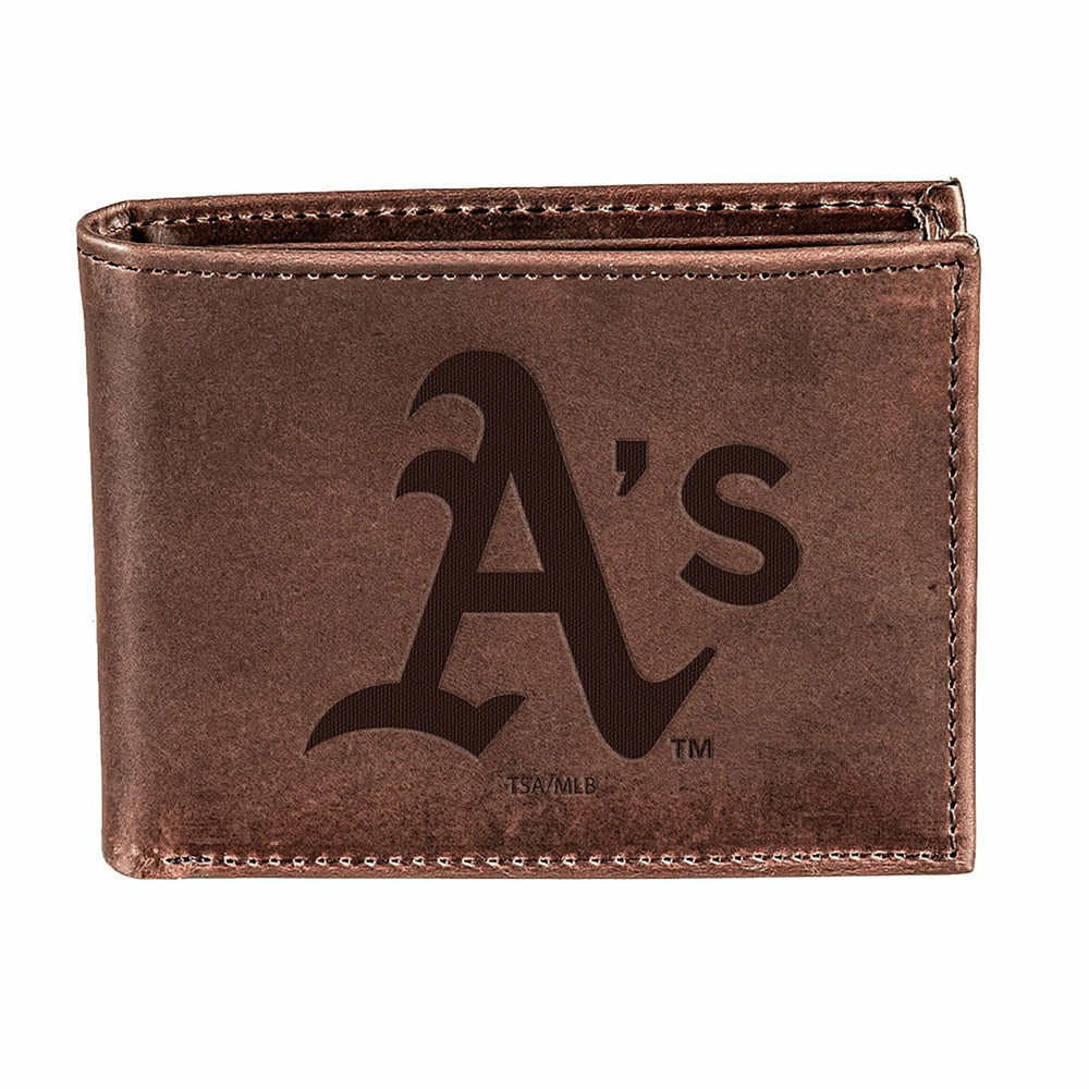 Oakland A's Bi-Fold Wallet Brown 100% Genuine Leather