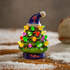 Philadelphia Phillies 4" Mini LED Tabletop Christmas Tree, Set of 2