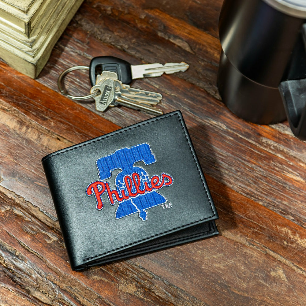 Philadelphia Phillies Black Bi-Fold Embroidered Wallet w/ RFID Blocking