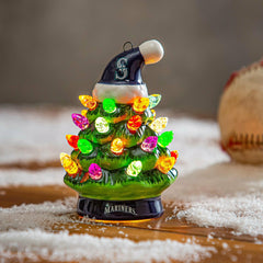 Seattle Mariners 4" Mini LED Tabletop Christmas Tree, Set of 2