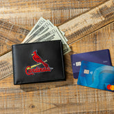 St Louis Cardinals Black Bi-Fold Embroidered Wallet w/ RFID Blocking